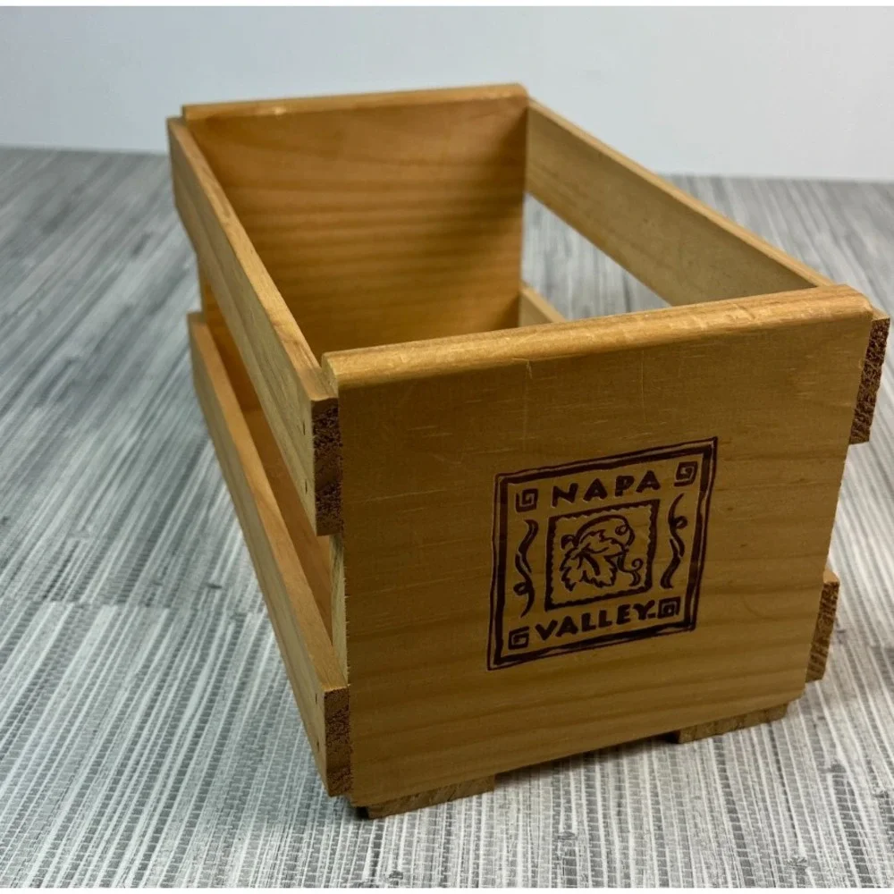 Napa Valley Small Wooden Crate Decorative CD Storage Box Rustic Display 10x6x5.5